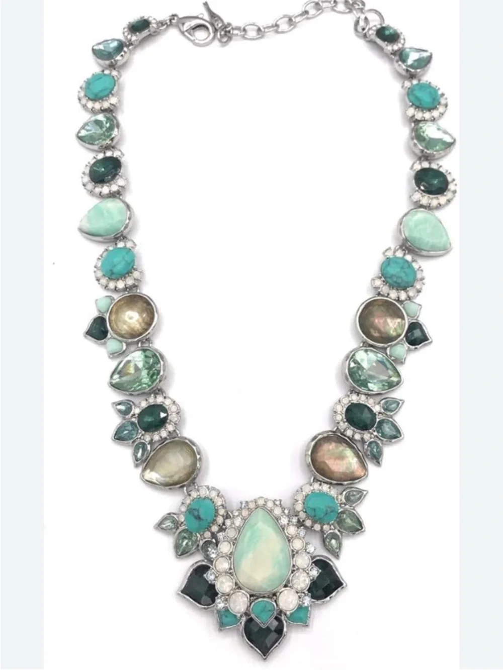 Chloe + Isabel Peacock Plumes Turquoise & Crystal Collar Necklace & Bracelet Set
